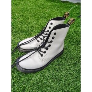 Dr. Martens Men's Sz 8 White Leather Combat Boots AirWair Y2K Grunge Punk